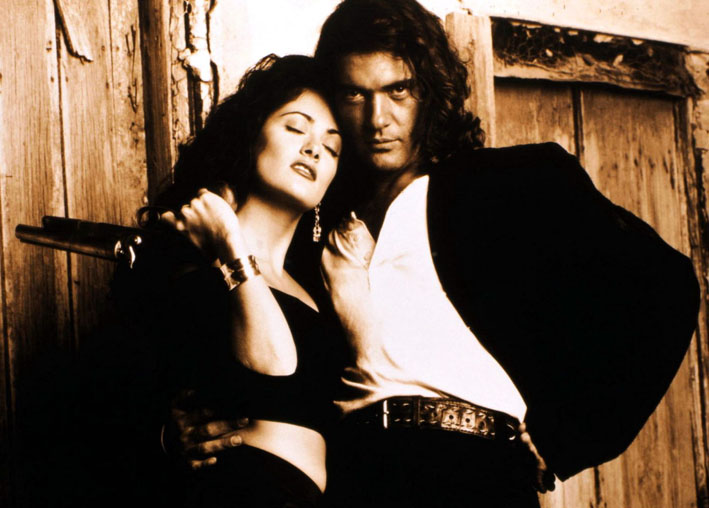 Salma Hayek and Antonio Banderas in Columbia Pictures Action Film Desperado
