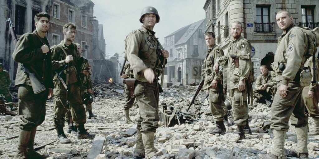 Tom Hanks, Matt Damon and others in Saving Private Ryan (1998) 