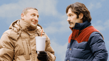 Tim Robinson and Paul Rudd on the cover poster for the film, "Friendship."