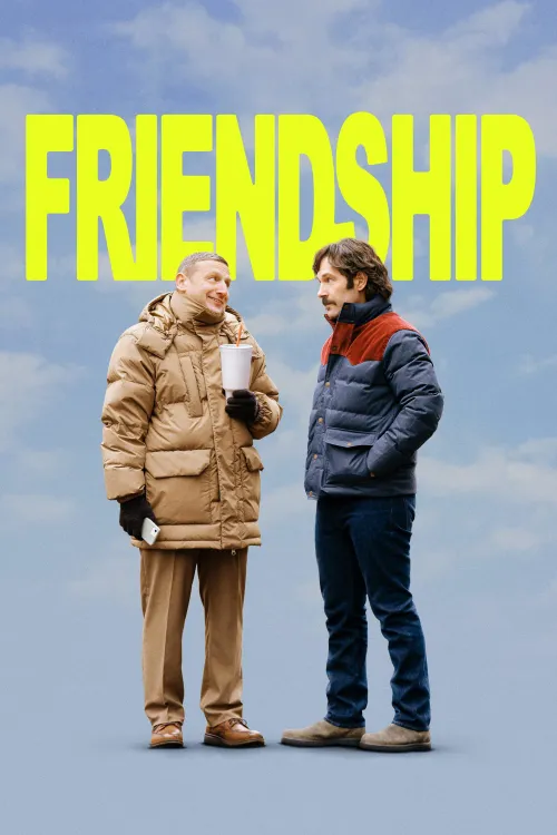 Tim Robinson and Paul Rudd on the cover poster for the film, "Friendship."