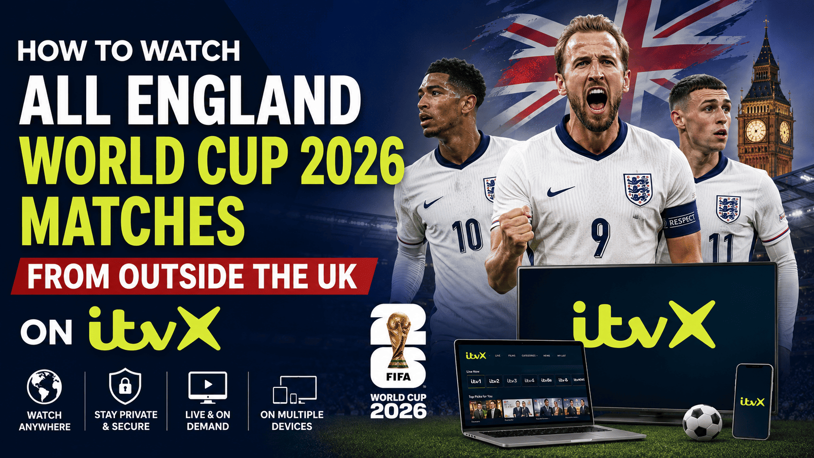 How to watch all England World Cup 2026 matches outside the UK